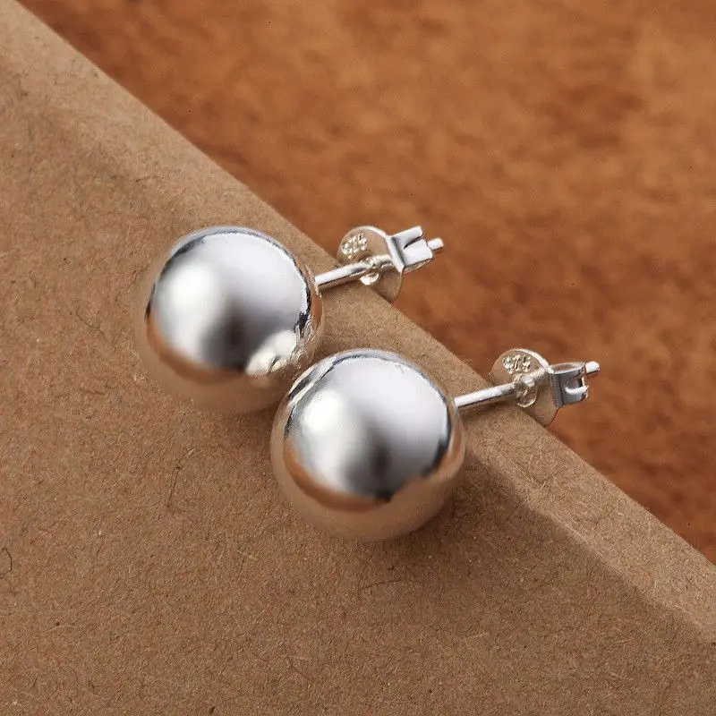 Street Fashion Earrings - 여성을위한 925 스털링 실버 클래식 8mm
