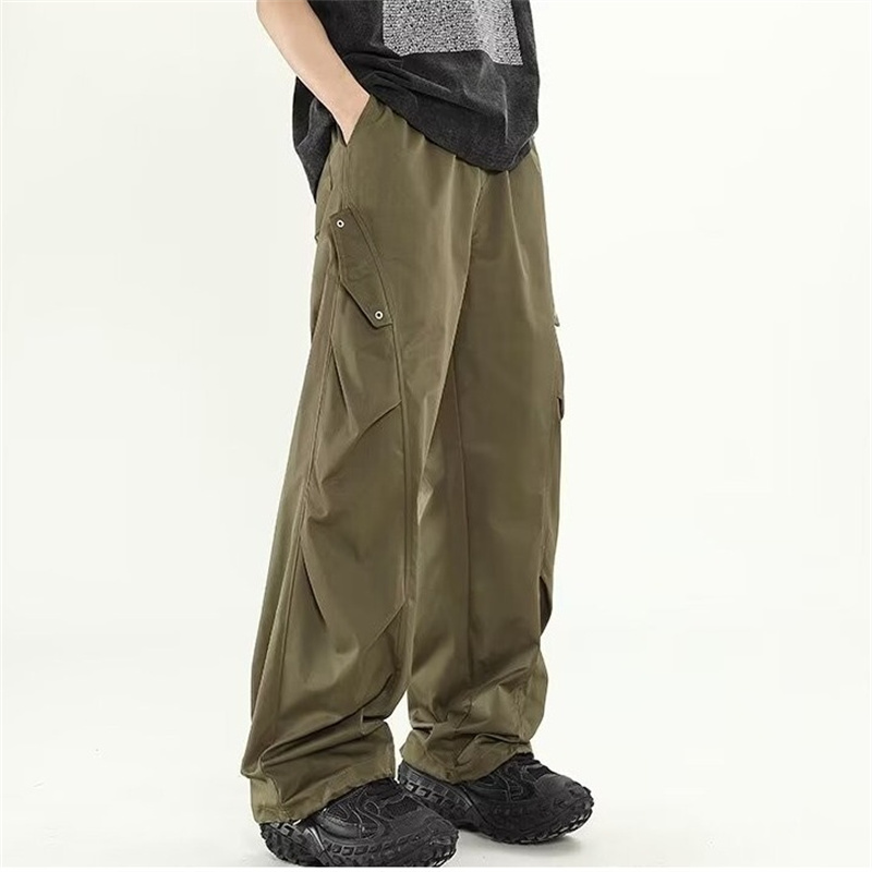 Cargo Pant Wide - 블랙 카툰 카고 팬츠 남성 솔리드
