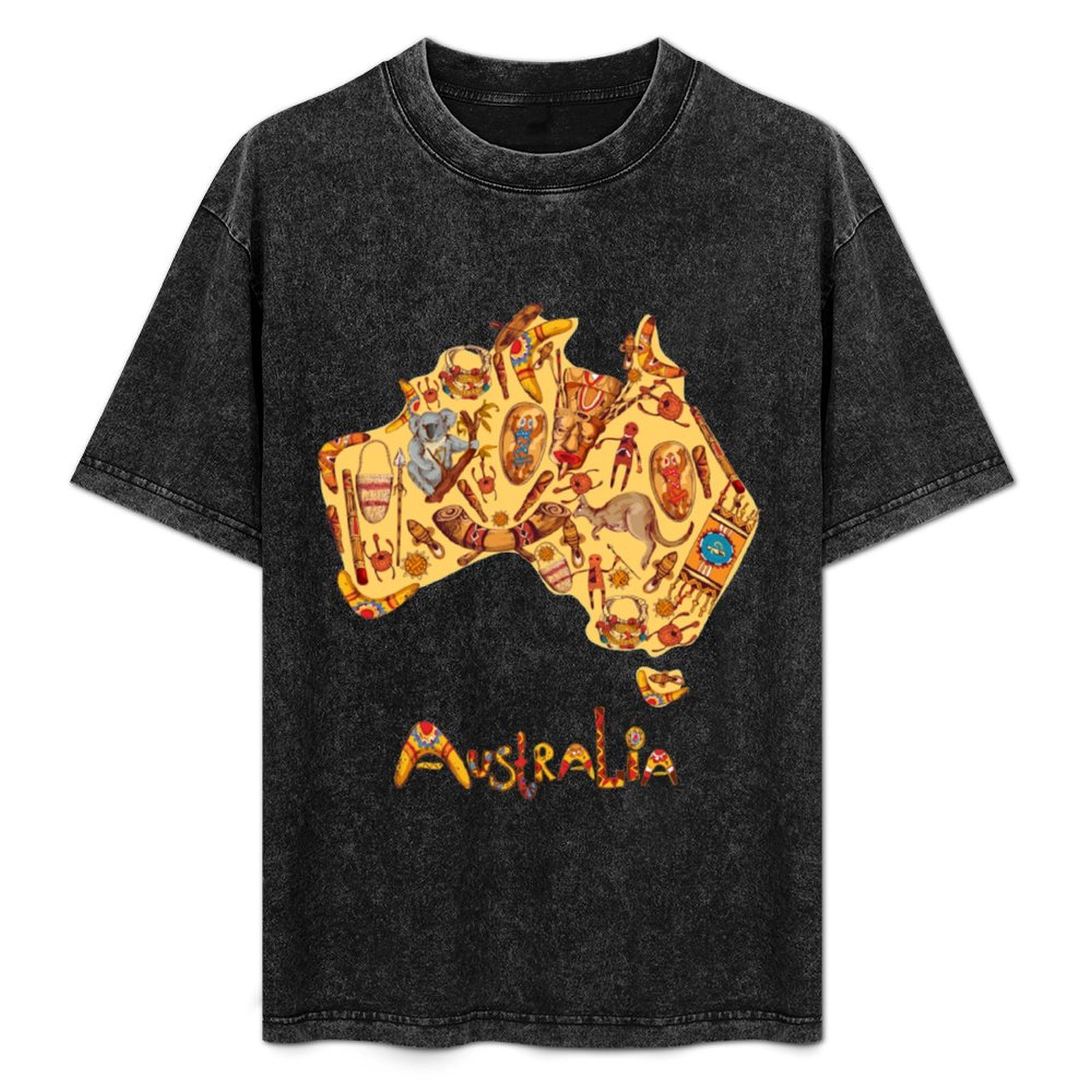 Street Fashion Australia - 아비노리빙 플래그 아비노리빙 맵 호주 티셔츠