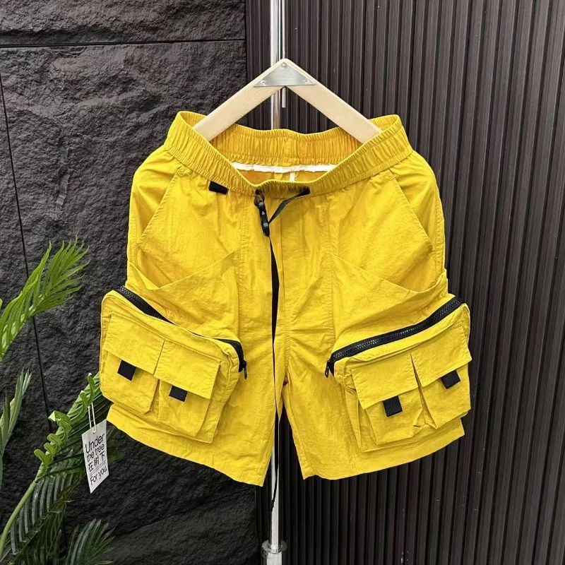 Cargo Pant Wide - 남성용 솔리드 카고 반바지, 루즈핏 지퍼