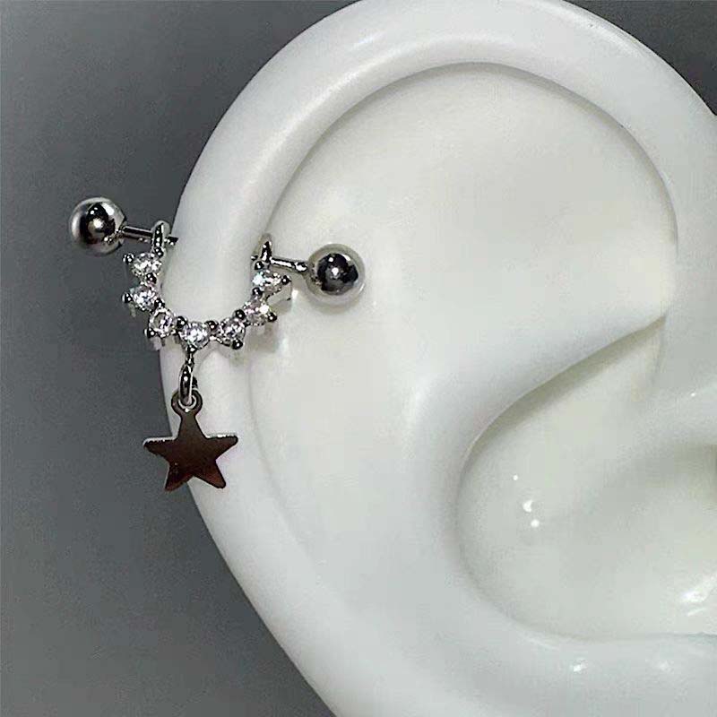 Street Fashion Earrings - 섹시하고 트렌디한 지르콘 스타 피어싱 스터드