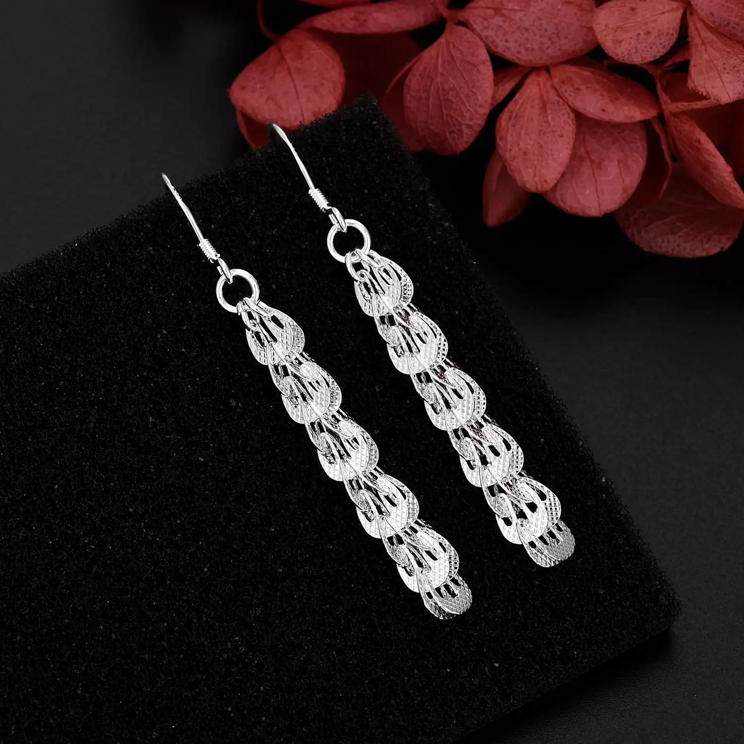 Street Fashion Earrings - 여성을위한 새로운 고급 925 스털링 실버