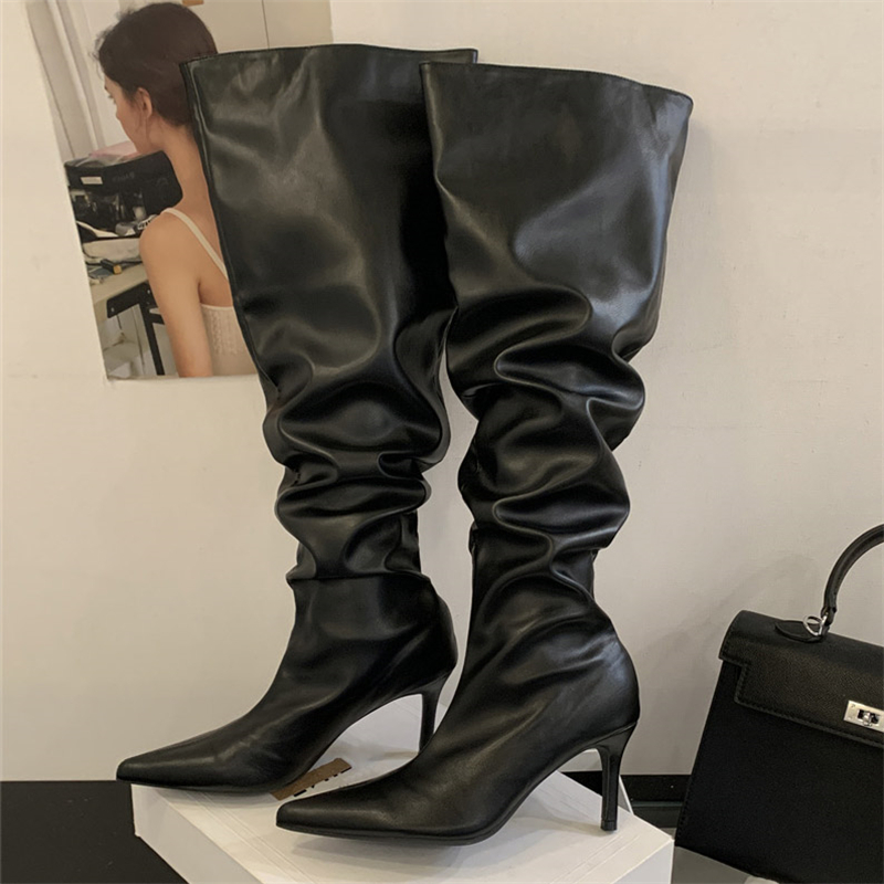 2026년 겨울 디자인 플리츠 포인티드 토 여성 롱 오 - Street Fashion Rome 리뷰 및 가격