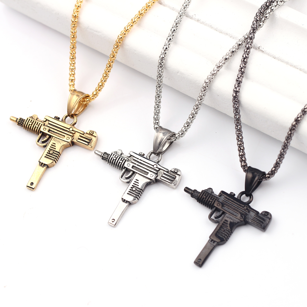 펑크 우지 권총 기관총 목걸이 펜던트 - 남성용 패션  - Street Fashion Jewelry 리뷰 및 가격