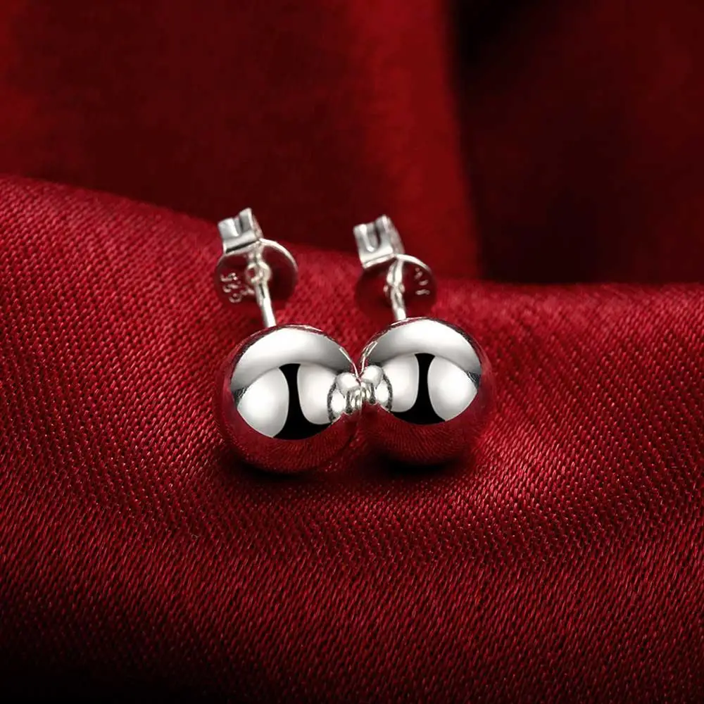 여성을위한 925 스털링 실버 클래식 8mm 10MM  - Street Fashion Earrings 리뷰 및 가격