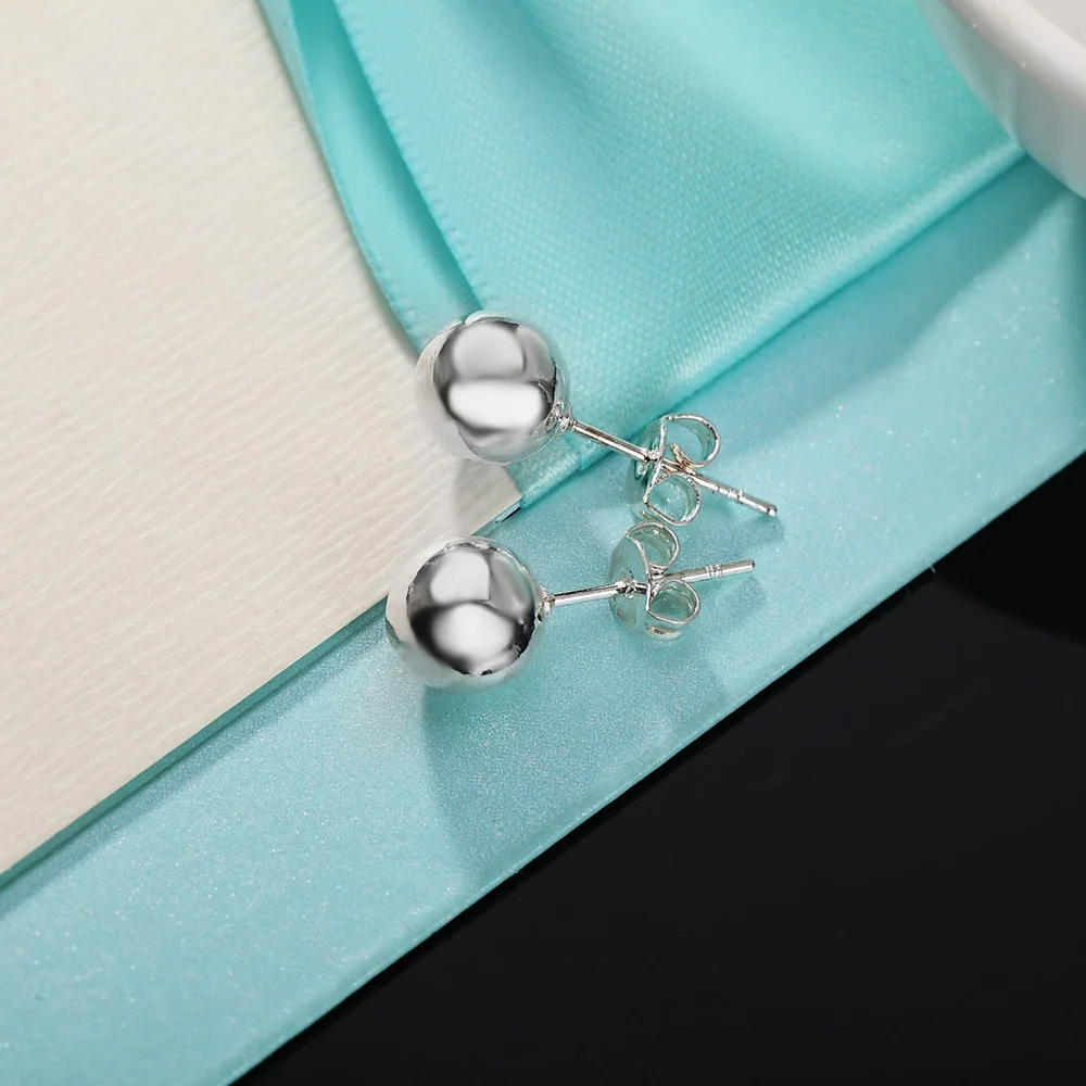 여성을위한 925 스털링 실버 클래식 8mm 10MM  - Street Fashion Earrings 리뷰 및 가격