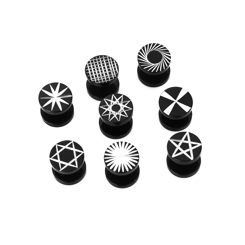 스트리트 팝 펑크 여성 남성 스테인레스 스틸 블랙 스크 - Street Fashion Earrings 리뷰 및 가격