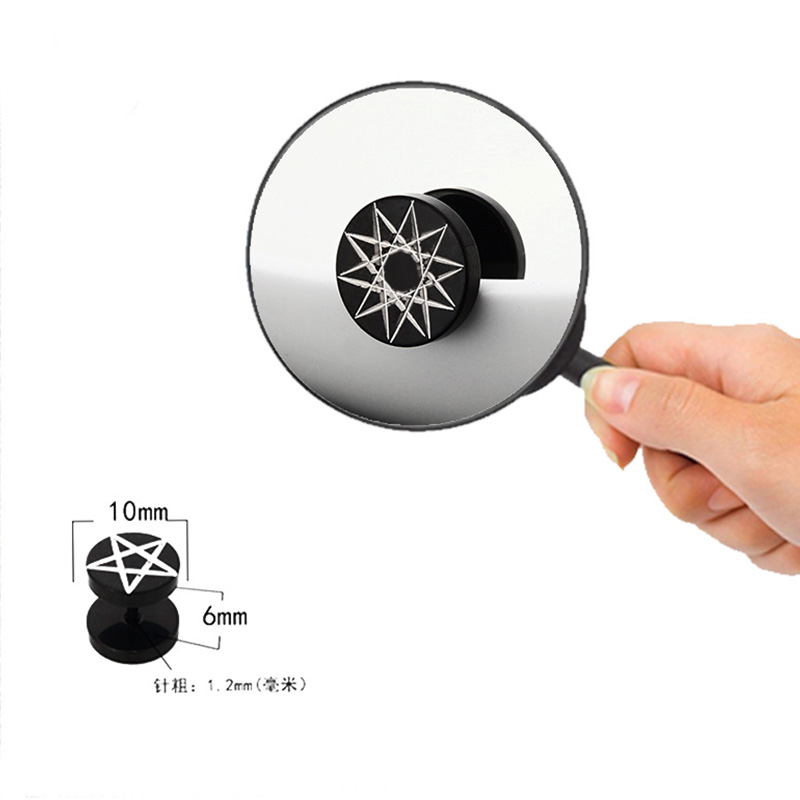 스트리트 팝 펑크 여성 남성 스테인레스 스틸 블랙 스크 - Street Fashion Earrings 리뷰 및 가격