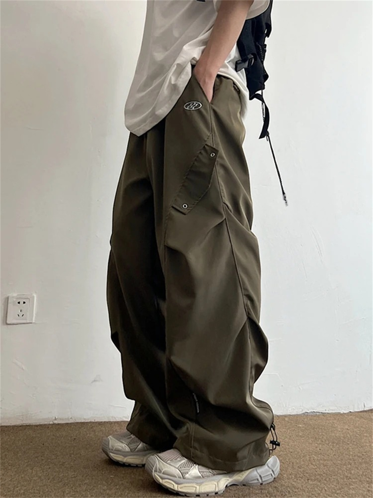 블랙 카툰 카고 팬츠 남성 솔리드 와이드 레그 트라우저 - Cargo Pant Wide 리뷰 및 가격