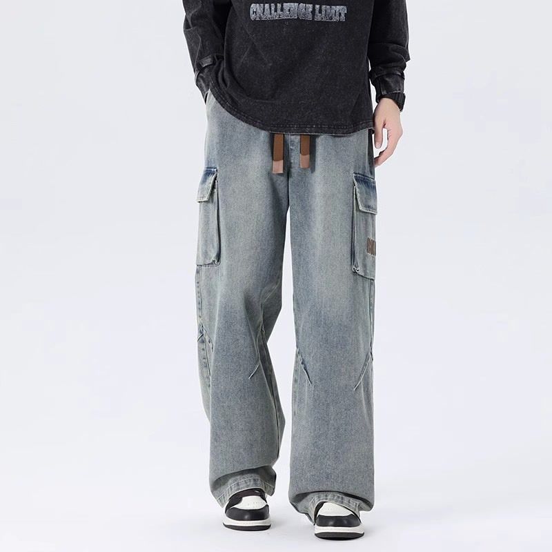남성 와이드 레그 카고 진 빈티지 스트릿웨어 루즈 배기 - Cargo Pant Wide 리뷰 및 가격