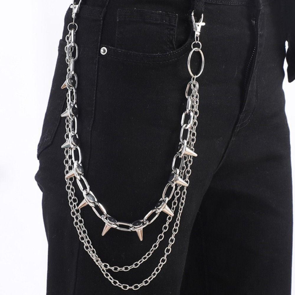 유니섹스 힙합 펑크 록 메탈 허리 체인 팬츠 키링 바지 - Street Fashion Jewelry 리뷰 및 가격