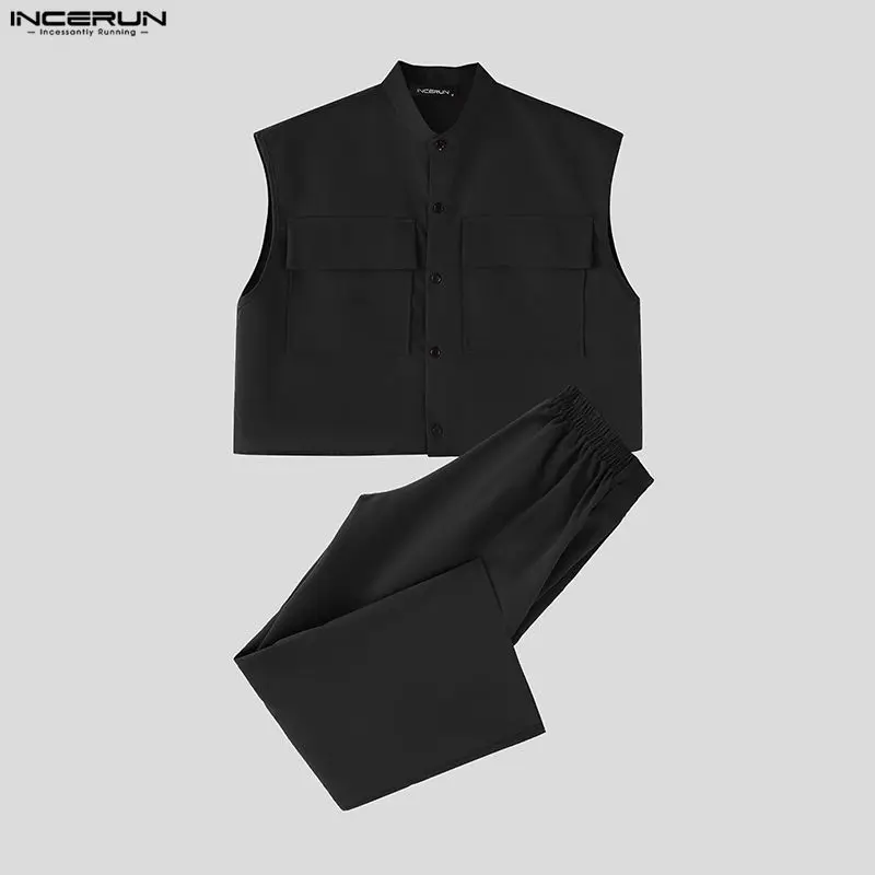 INCERUN 남성 세트 솔리드 민소매 크롭 탑 셔츠  - Street Fashion For Man 리뷰 및 가격