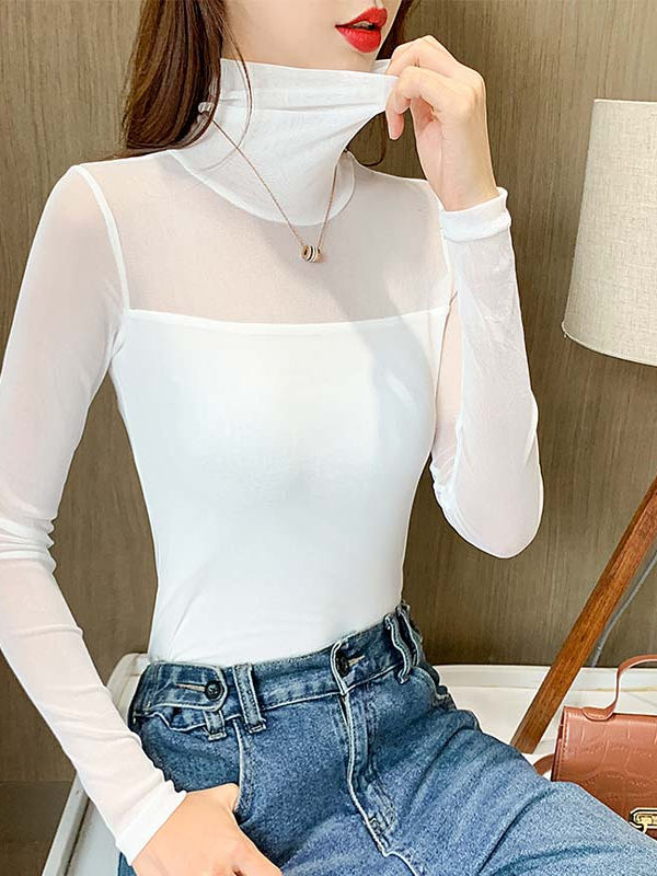 2025년 봄 여성용 탄성 레이스 셔츠 긴팔 통기성 메 - Mesh Top Layering 리뷰 및 가격