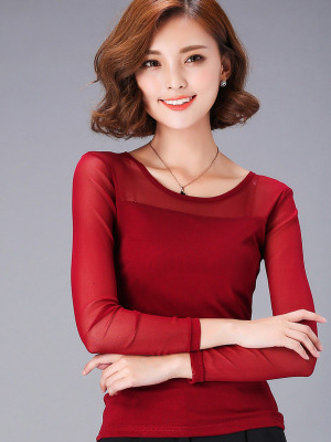 2025년 봄 여성용 탄성 레이스 셔츠 긴팔 통기성 메 - Mesh Top Layering 리뷰 및 가격