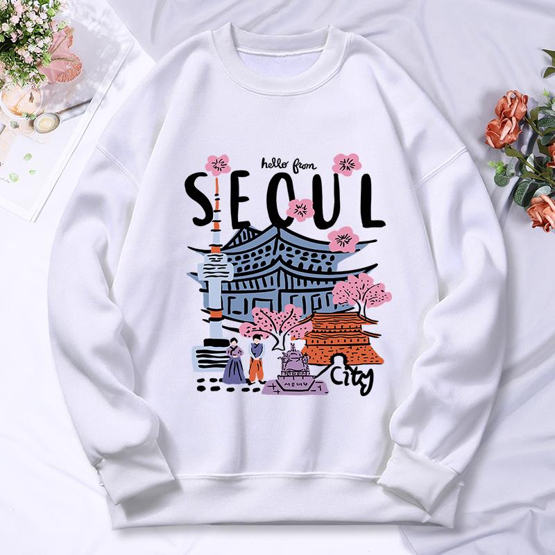 서울 아름다운 풍경 인쇄 여성 후드 가을 캐주얼 따뜻한 - Street Fashion Of Seoul 리뷰 및 가격