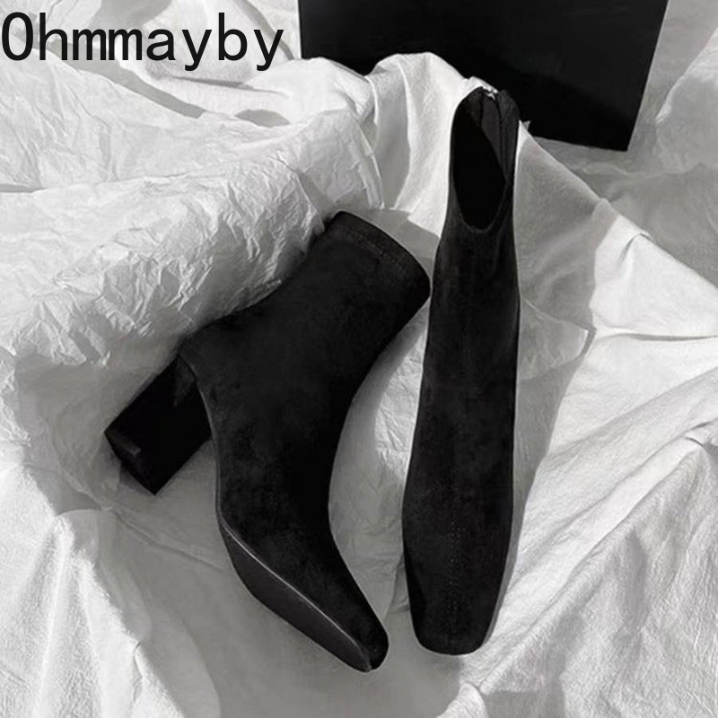 가을 겨울 스퀘어 발가락 여성 발목 부츠 패션 스퀘어  - Street Fashion Rome 리뷰 및 가격