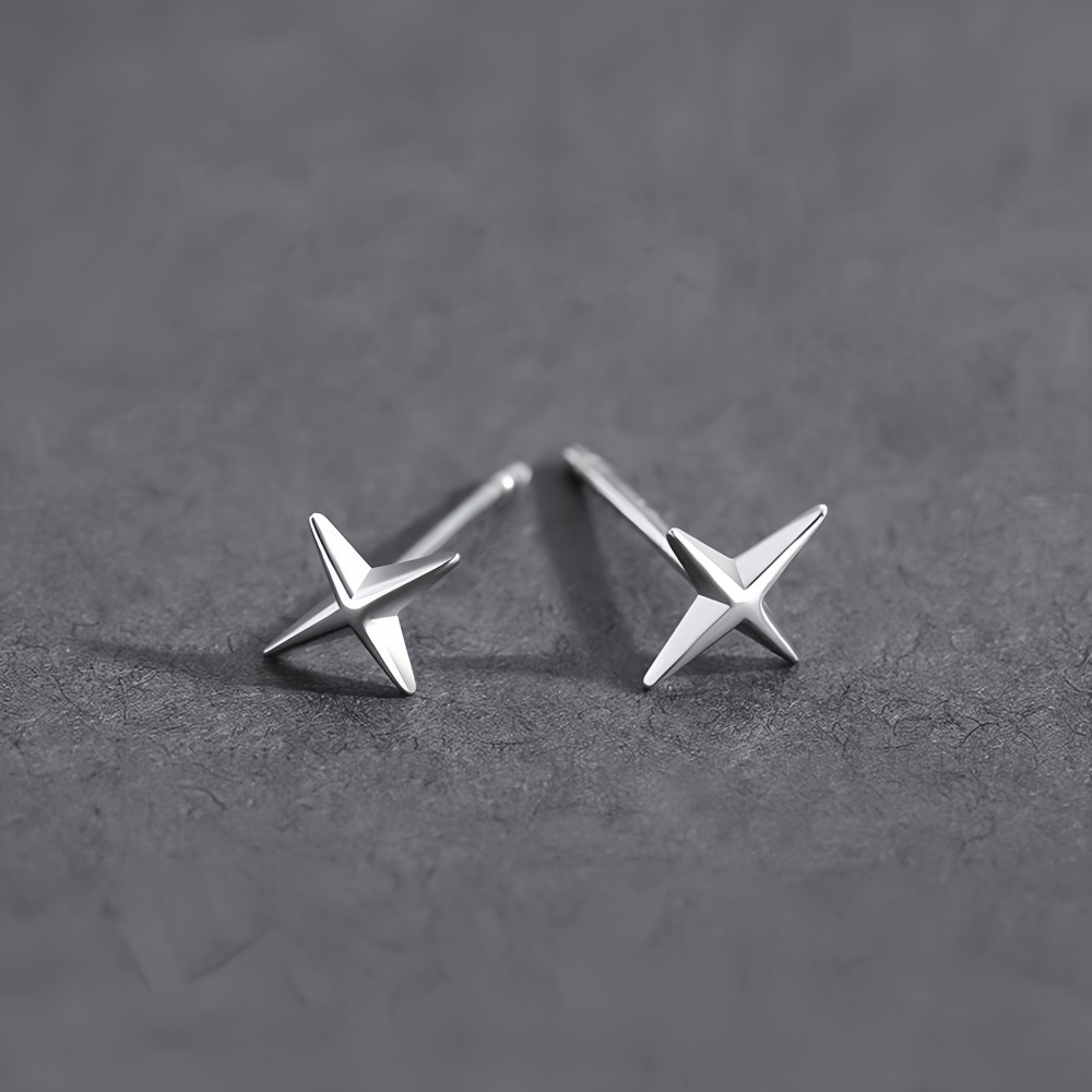 심플한 십자가 별 모양 남성 합금 스터드 귀걸이 레트로 - Street Fashion Earrings 리뷰 및 가격