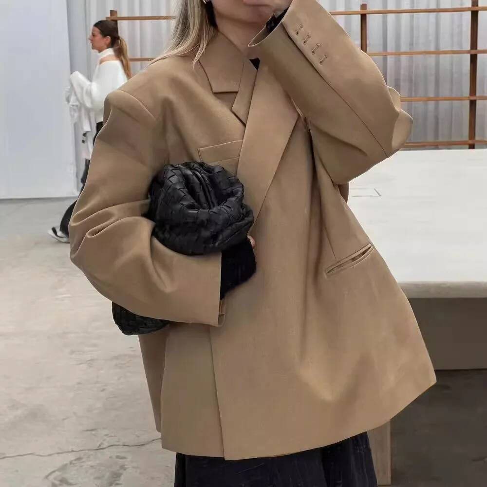 패션 블레이저 코트 여성 롱 슬리브 라펠 사이드 버튼  - Street Fashion Taiwan 리뷰 및 가격
