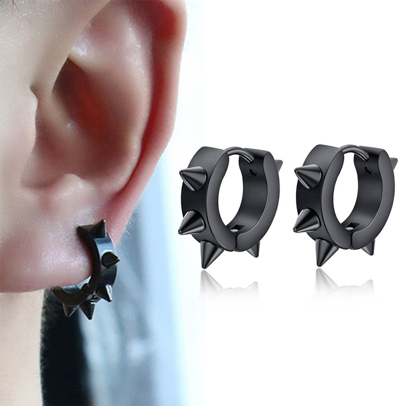 6 쌍 블랙 남여 귀걸이 세트 남성 여성을위한 스테인레 - Street Fashion Earrings 리뷰 및 가격