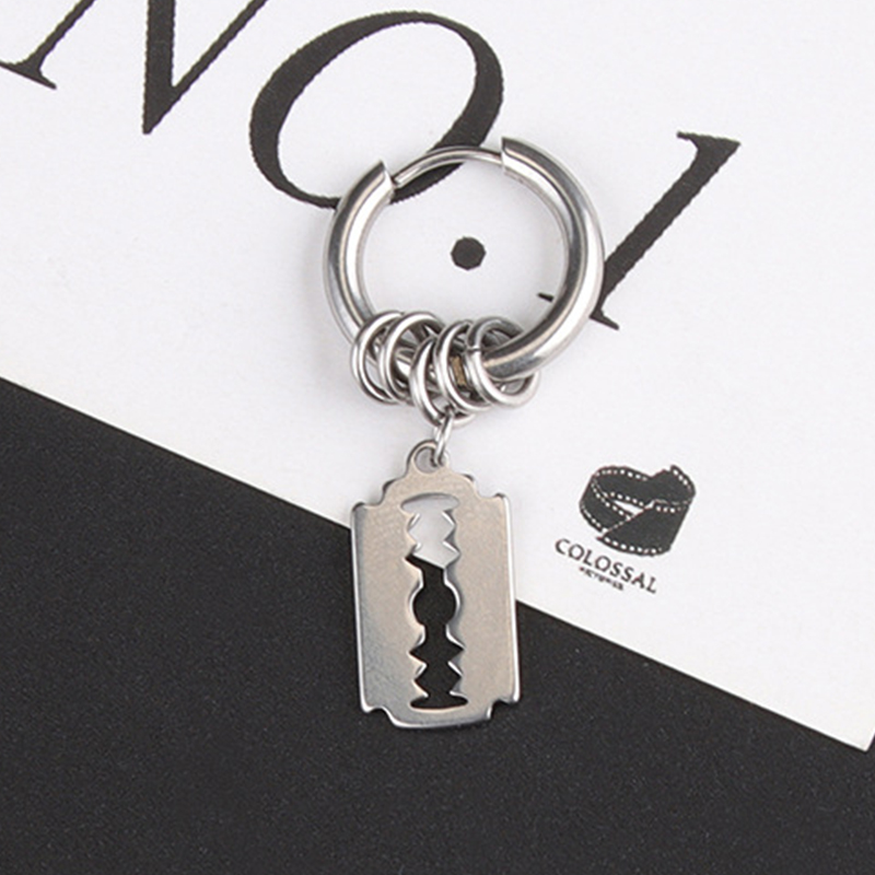 패션 스테인레스 스틸 블레이드 귀걸이 빈티지 면도기 중 - Street Fashion Earrings 리뷰 및 가격