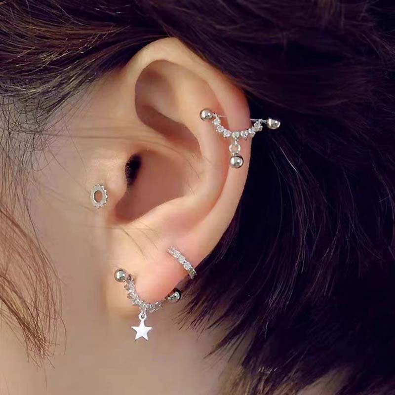 섹시하고 트렌디한 지르콘 스타 피어싱 스터드 귀걸이 ( - Street Fashion Earrings 리뷰 및 가격
