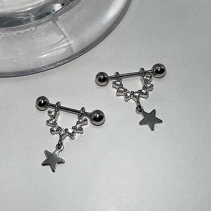 섹시하고 트렌디한 지르콘 스타 피어싱 스터드 귀걸이 ( - Street Fashion Earrings 리뷰 및 가격