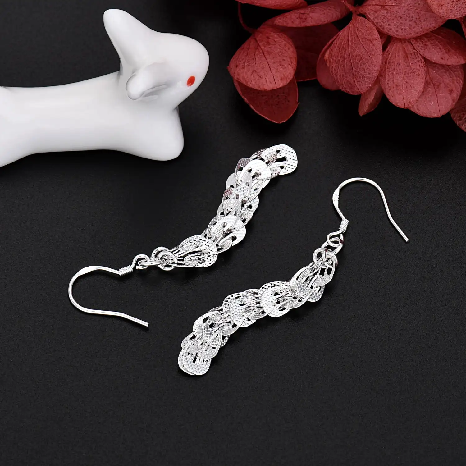 여성을위한 새로운 고급 925 스털링 실버 우아한 귀걸 - Street Fashion Earrings 리뷰 및 가격