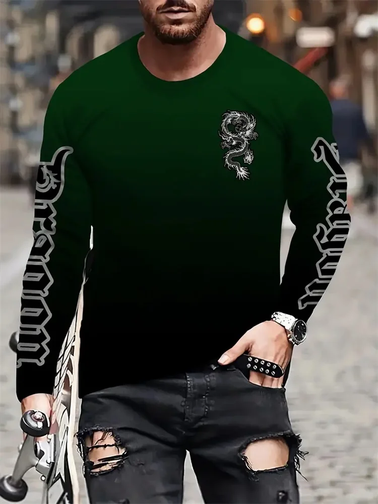 심플 롱텡 프린트 가을 패션 크루넥 남성 긴팔 티셔츠  - Street Fashion For Man 리뷰 및 가격