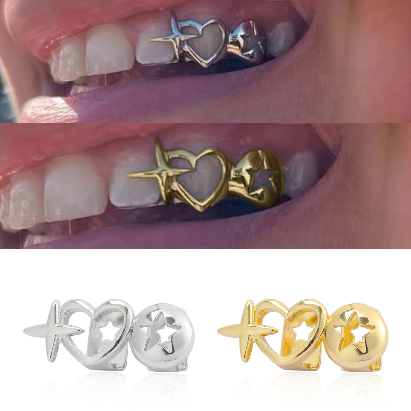 펑크 힙합 속이 빈 하트 이빨 캡 여성 남성용 빈티지  - Street Fashion Jewelry 리뷰 및 가격