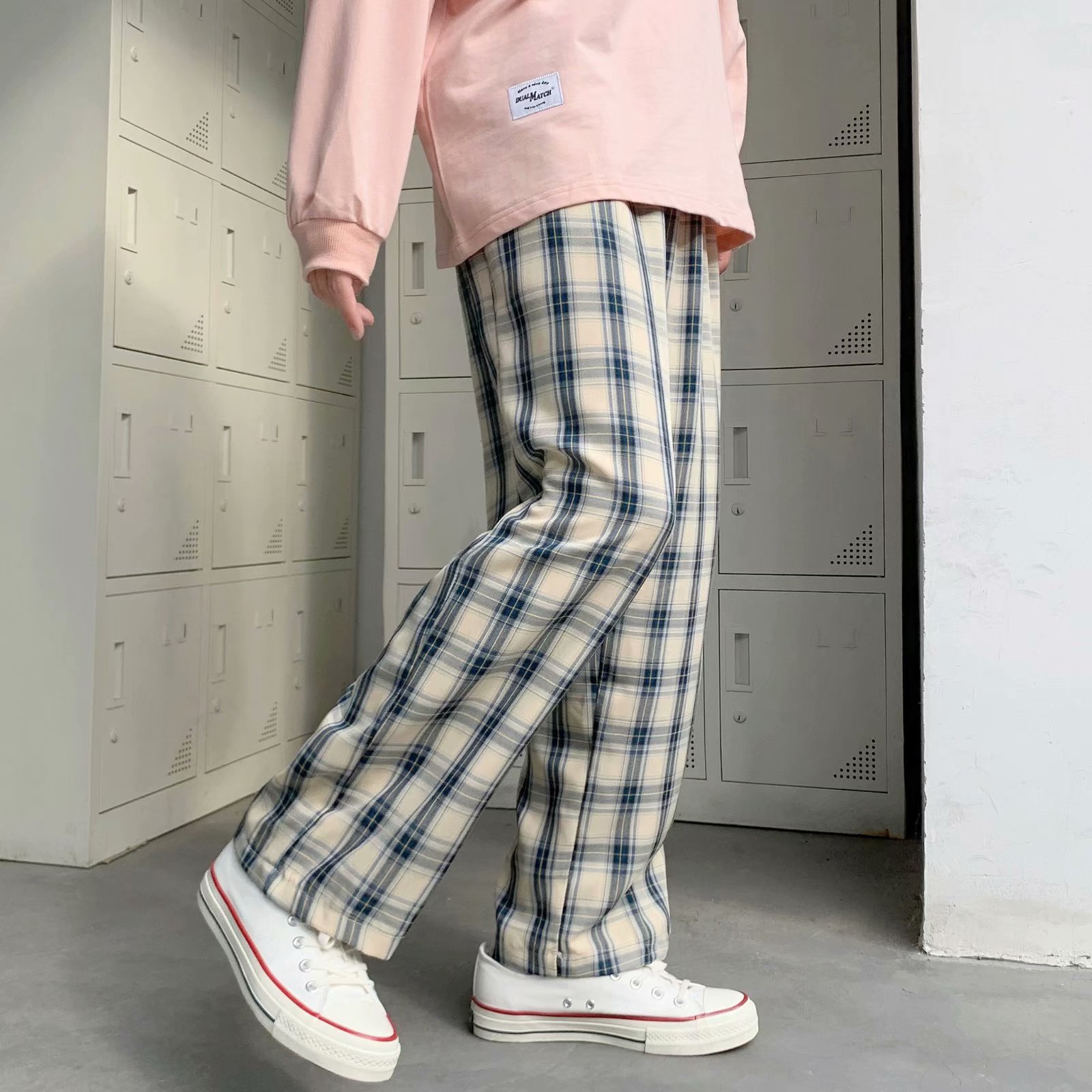남성 체크무늬 바지 한국 스타일 루즈핏 스트레이트 레그 - Cargo Pant Wide 리뷰 및 가격